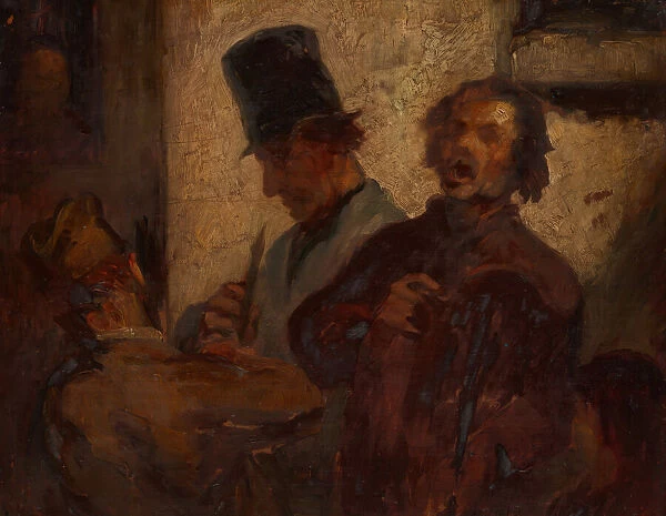 Street Musicians, c. 1855. Creator: Style of Honoré Victorin Daumier