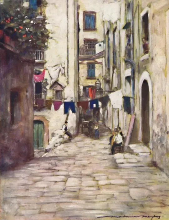 Framed Print : A Street in Naples, 1903. Artist: Mortimer L Menpes Framed Print : A Street in Naples, 1903. Artist: Mortimer L Menpes