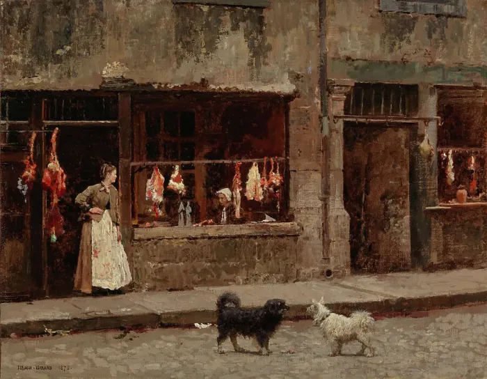 Framed Print : The Street in Paris, 1875. Creator: Marie-Francois-Firmin Girard Framed Print : The Street in Paris, 1875. Creator: Marie-Francois-Firmin Girard