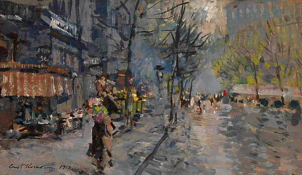 A Street in Paris, 1918. Artist: Korovin, Konstantin Alexeyevich (1861-1939)