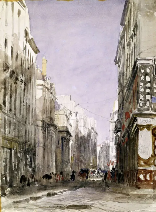 Framed Print : A Street in Paris (Place du Palais Royal, Paris), 1829. Creator: David Cox the Elder Framed Print : A Street in Paris (Place du Palais Royal, Paris), 1829. Creator: David Cox the Elder