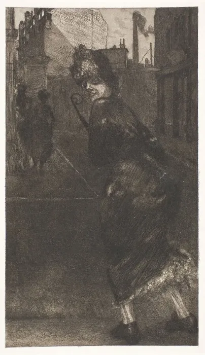 Framed Print : On the Street, plate nine from A Life, 1884. Creator: Max Klinger Framed Print : On the Street, plate nine from A Life, 1884. Creator: Max Klinger