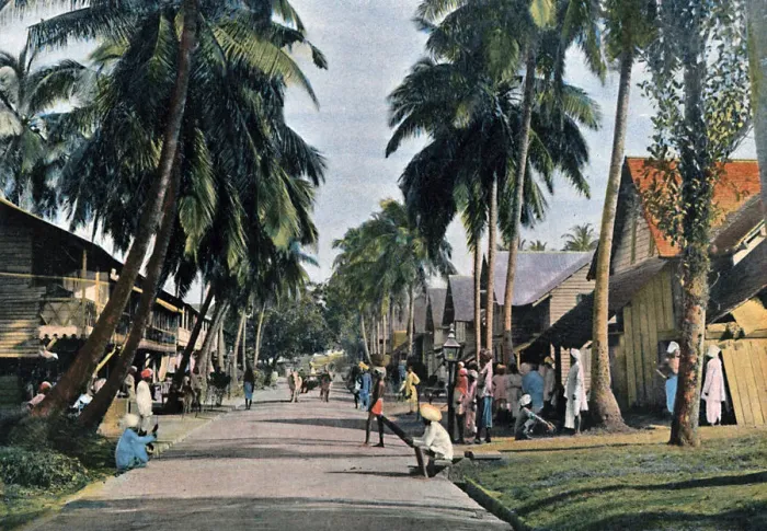 Framed Print : Street in Port Blair, Andaman and Nicobar Islands, Indian Ocean, c1890. Artist: Gillot Framed Print : Street in Port Blair, Andaman and Nicobar Islands, Indian Ocean, c1890. Artist: Gillot