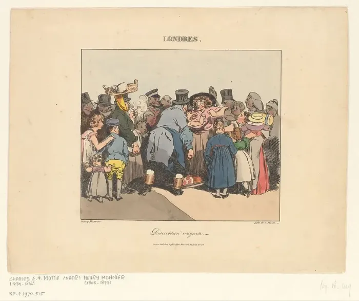 Framed Print : Street quarrel in London, 1826. Creator: Henry Bonaventure Monnier