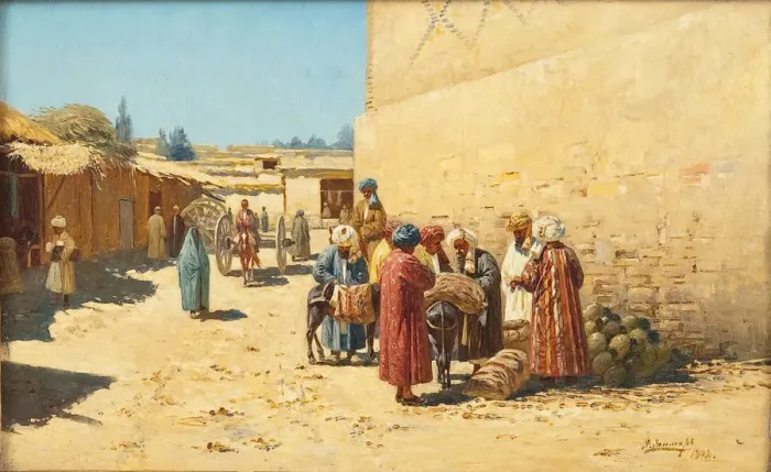 Framed Print : Street sale in Central Asia, 1902. Artist: Sommer, Richard Karl (1866-1939) Framed Print : Street sale in Central Asia, 1902. Artist: Sommer, Richard Karl (1866-1939)