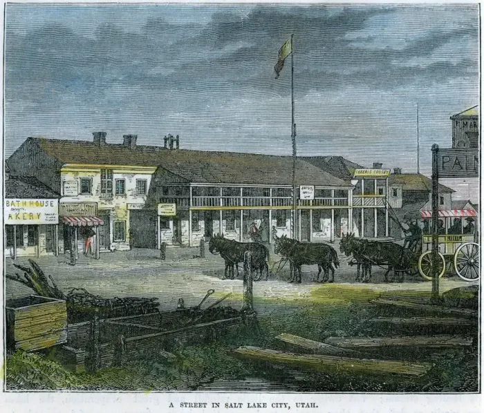 Framed Print : A Street in Salt Lake City, Utah, USA, c1880 Framed Print : A Street in Salt Lake City, Utah, USA, c1880