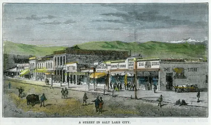 Framed Print : A Street in Salt Lake City, Utah, USA, c1880 Framed Print : A Street in Salt Lake City, Utah, USA, c1880