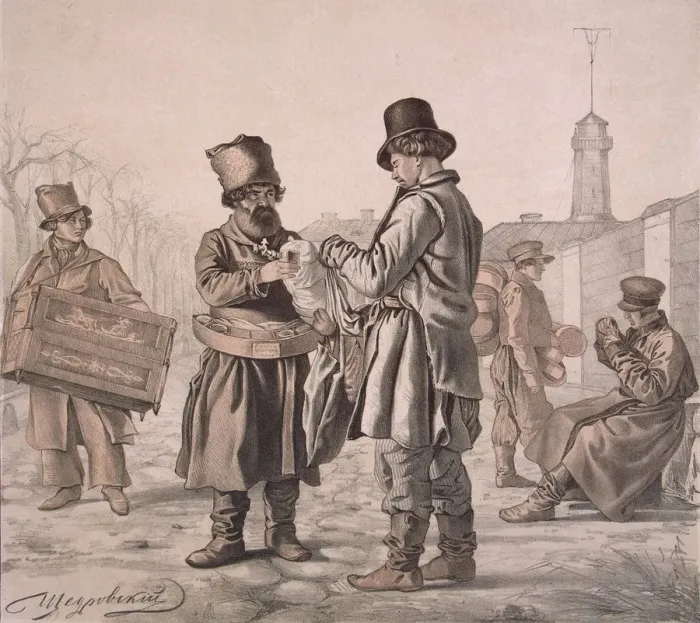 Framed Print : Street Sbiten Seller (From the Series These Are Our People), 1842. Artist: Shchedrovsky, Ignati Stepanovich (1815-1870) Framed Print : Street Sbiten Seller (From the Series These Are Our People), 1842. Artist: Shchedrovsky, Ignati Stepanovich (1815-1870)