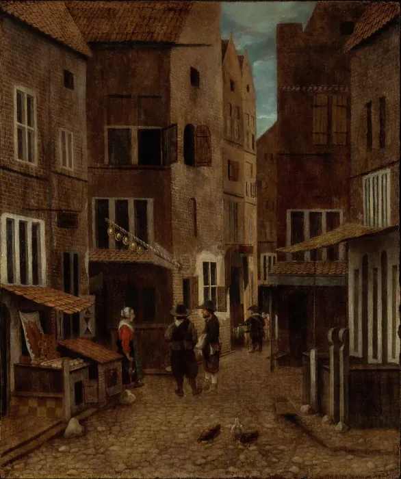 Framed Print : Street Scene, about 1654-1662. Creator: Jacobus Vrel Framed Print : Street Scene, about 1654-1662. Creator: Jacobus Vrel