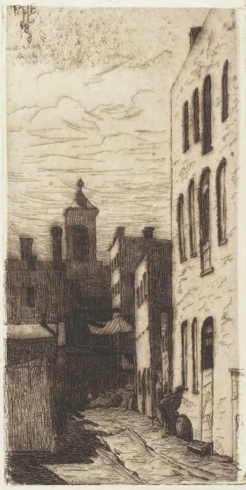 Framed Print : Street Scene, 1883. Creator: Thomas Entriken Hibben Framed Print : Street Scene, 1883. Creator: Thomas Entriken Hibben