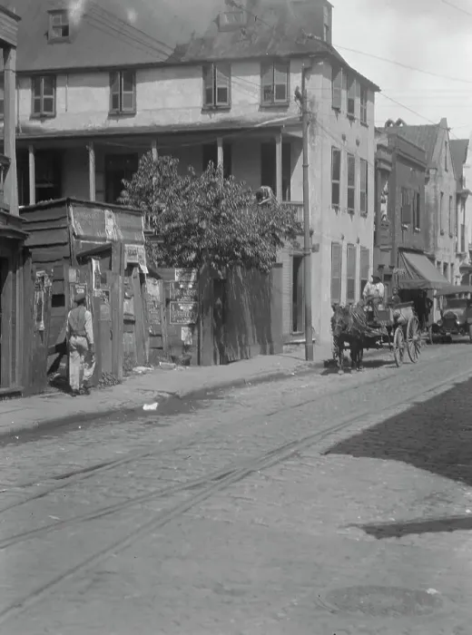 Framed Print : Street scene, [75 King Street], Charleston, South Carolina, between 1920 and 1926. Creator: Arnold Genthe
