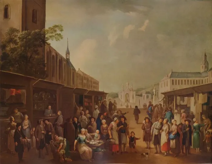 Framed Print : Street Scene, c1720, (1938). Artist: Franz de Paula Ferg Framed Print : Street Scene, c1720, (1938). Artist: Franz de Paula Ferg