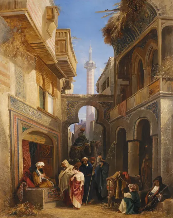 Framed Print : Street Scene in Cairo, 1839. Creator: William James Muller Framed Print : Street Scene in Cairo, 1839. Creator: William James Muller