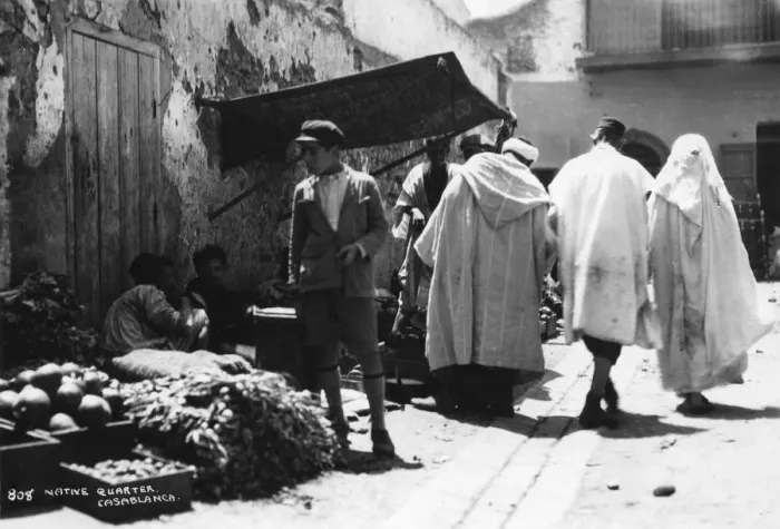 Framed Print : Street scene, Casablanca, Morocco, c1920s-c1930s(?) Framed Print : Street scene, Casablanca, Morocco, c1920s-c1930s(?)