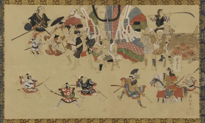 Framed Print : Street scene during a festival, ca. 1750-70. Creator: Yamamoto Fujinobu Framed Print : Street scene during a festival, ca. 1750-70. Creator: Yamamoto Fujinobu