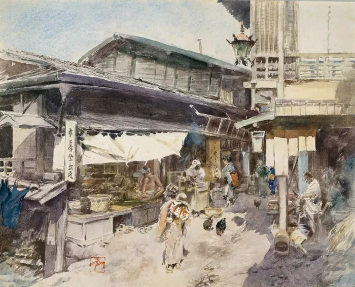 Framed Print : Street Scene in Ikao, Japan. Creator: Robert Frederick Blum Framed Print : Street Scene in Ikao, Japan. Creator: Robert Frederick Blum
