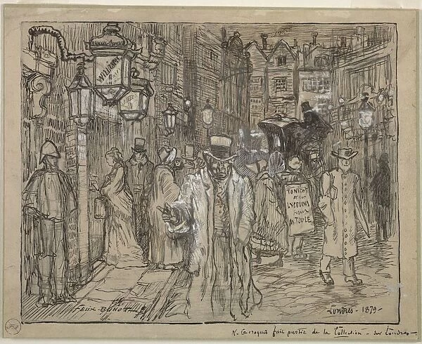 Street Scene in London, 1879. Creator: Felix Hilaire Buhot (French, 1847-1898)
