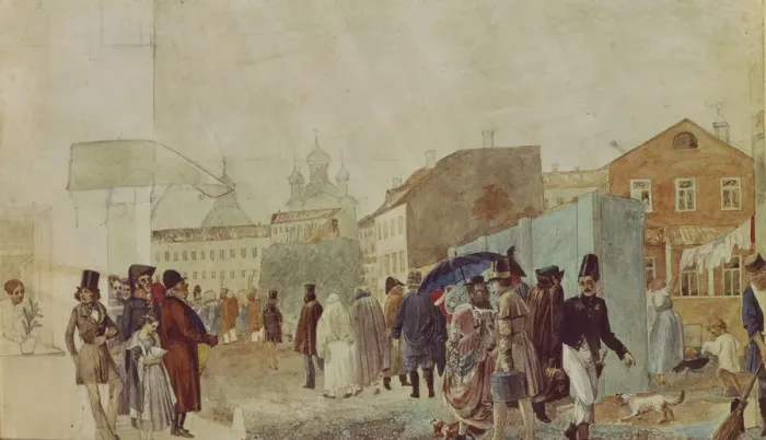 Framed Print : Street Scene In Moscow During The Rain, 1837. Artist: Fedotov, Pavel Andreyevich (1815-1852) Framed Print : Street Scene In Moscow During The Rain, 1837. Artist: Fedotov, Pavel Andreyevich (1815-1852)
