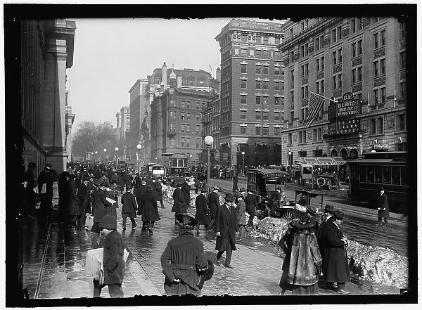Street scene near Keith's Theater, Washington, D.C. between 1913 and 1918. Creator: Harris & Ewing. Street scene near Keith's Theater, Washington, D.C. between 1913 and 1918. Creator: Harris & Ewing