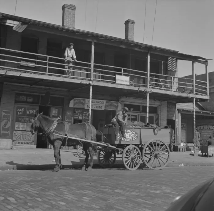 Framed Print : Street scene in the Negro section, Jacksonville, Florida, 1943. Creator: Gordon Parks Framed Print : Street scene in the Negro section, Jacksonville, Florida, 1943. Creator: Gordon Parks