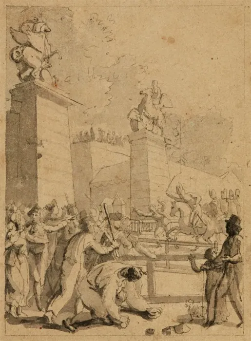 Framed Print : Street scene during the revolution, c. 1800 Framed Print : Street scene during the revolution, c. 1800