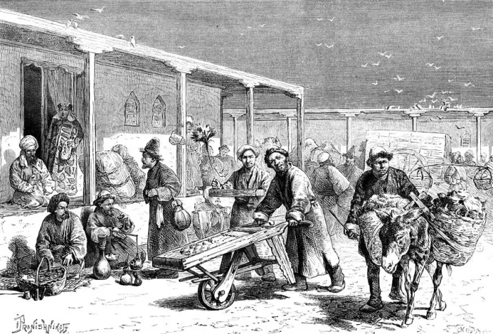 Framed Print : Street scene, Yarkand, c1890 Framed Print : Street scene, Yarkand, c1890