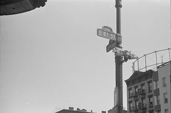Street sign, 61st Street between 1st and 3rd Avenues, New York, 1938. Creator: Walker Evans