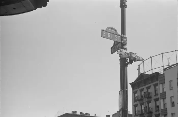 Framed Print : Street sign, 61st Street between 1st and 3rd Avenues, New York, 1938. Creator: Walker Evans Framed Print : Street sign, 61st Street between 1st and 3rd Avenues, New York, 1938. Creator: Walker Evans