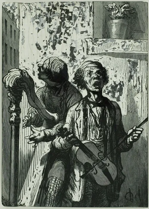 Framed Print : The Street Singers, 1862. Creator: Charles Maurand Framed Print : The Street Singers, 1862. Creator: Charles Maurand
