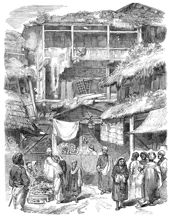 Framed Print : Street in Sirinagur, Cashmere, from a drawing by Mr. W. Carpenter, Jun. 1857. Creator: Unknown Framed Print : Street in Sirinagur, Cashmere, from a drawing by Mr. W. Carpenter, Jun. 1857. Creator: Unknown
