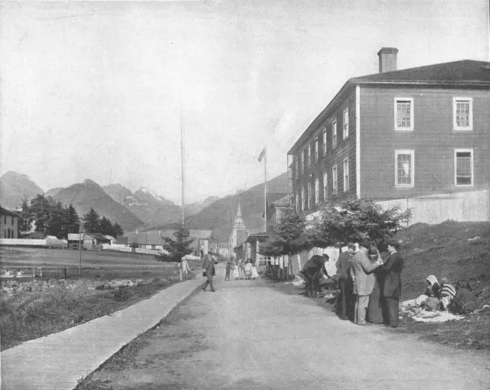 Framed Print : A street in Sitka, Alaska, USA, c1900. Creator: Unknown Framed Print : A street in Sitka, Alaska, USA, c1900. Creator: Unknown