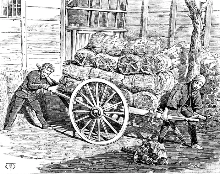 Framed Print : Street sketches in Tokio, Japan: charcoal carriers, 1890. Creator: Unknown Framed Print : Street sketches in Tokio, Japan: charcoal carriers, 1890. Creator: Unknown