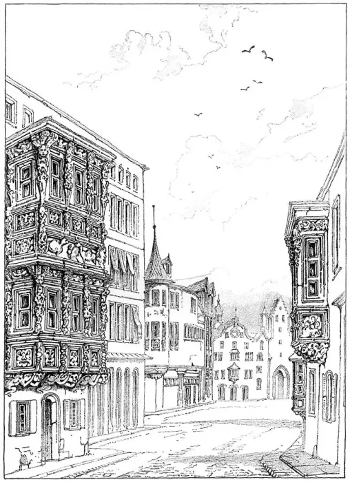 Framed Print : Street in St Gall, 1835 (1900). Artist: Mr Benson Framed Print : Street in St Gall, 1835 (1900). Artist: Mr Benson