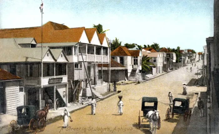 Framed Print : A street in St. Johns, Antigua, c1900s Framed Print : A street in St. Johns, Antigua, c1900s