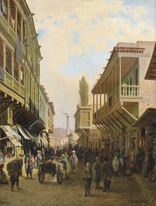 Framed Print : A street in Tiflis. Artist: Vereshchagin, Pyotr Petrovich (1836-1886) Framed Print : A street in Tiflis. Artist: Vereshchagin, Pyotr Petrovich (1836-1886)