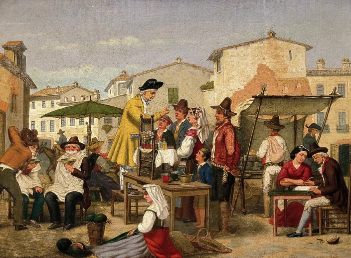 Framed Print : Street traders in a market square. Creator: G. S Framed Print : Street traders in a market square. Creator: G. S