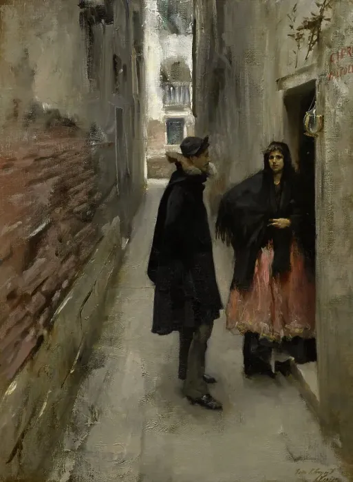 Framed Print : A Street In Venice, c1880-82. Creator: John Singer Sargent