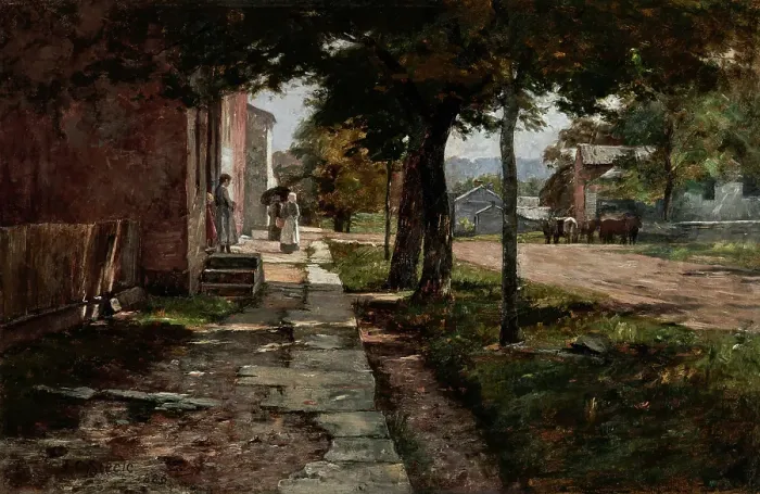 Framed Print : Street in Vernon, 1886. Creator: Theodore Clement Steele Framed Print : Street in Vernon, 1886. Creator: Theodore Clement Steele