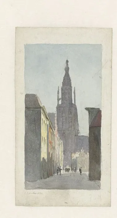 Framed Print : Street view with a view of the Grote Kerk in Breda, 1832. Creator: Carel Jacobus Behr Framed Print : Street view with a view of the Grote Kerk in Breda, 1832. Creator: Carel Jacobus Behr