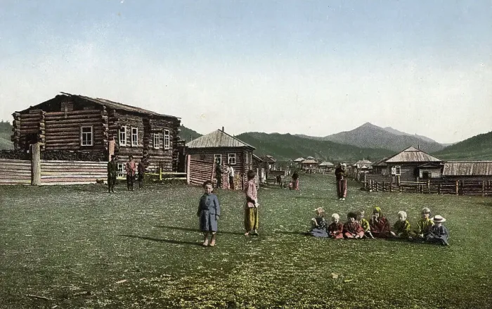 Framed Print : Street in the Village of Chyorny Anuy; Russian Children, 1911-1913. Creator: Sergei Ivanovich Borisov Framed Print : Street in the Village of Chyorny Anuy; Russian Children, 1911-1913. Creator: Sergei Ivanovich Borisov