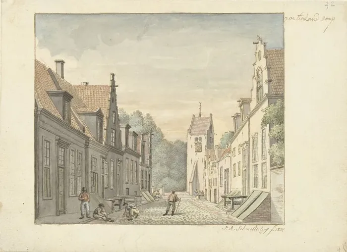 Framed Print : Street in the village of Oosterland on Duiveland, 1822. Creator: Joseph Schmetterling Framed Print : Street in the village of Oosterland on Duiveland, 1822. Creator: Joseph Schmetterling