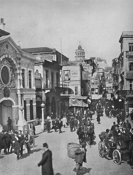 Street vista in Galata from end of bridge, Constantinople, 1913