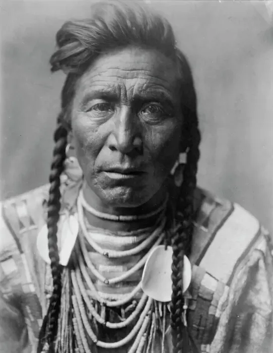 Framed Print : Strike On his Head, Crow Indian, Montana, head-and-shoulders portrait, facing front, loose... c1908 Creator: Edward Sheriff Curtis Framed Print : Strike On his Head, Crow Indian, Montana, head-and-shoulders portrait, facing front, loose... c1908 Creator: Edward Sheriff Curtis