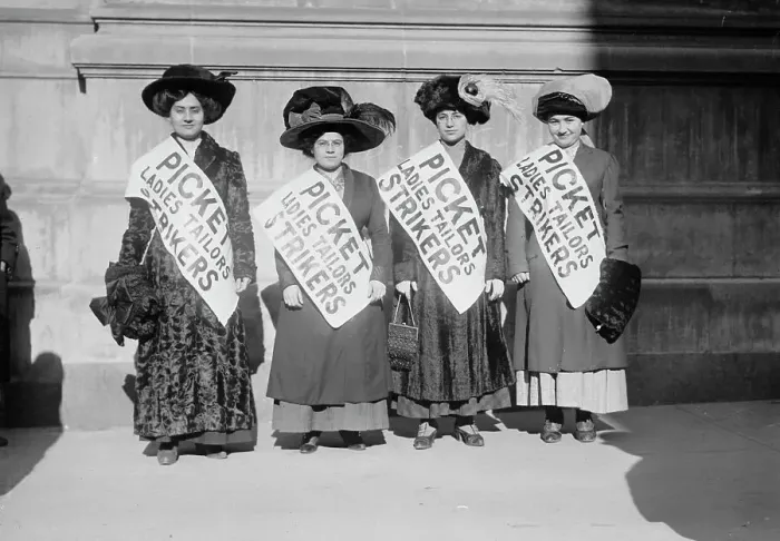 Framed Print : Strike pickets, 1910. Creator: Bain News Service Framed Print : Strike pickets, 1910. Creator: Bain News Service