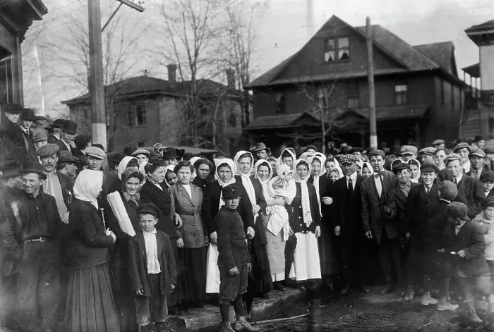 Framed Print : Strikers at Auburn - April 13, 1913. Creator: Bain News Service Framed Print : Strikers at Auburn - April 13, 1913. Creator: Bain News Service