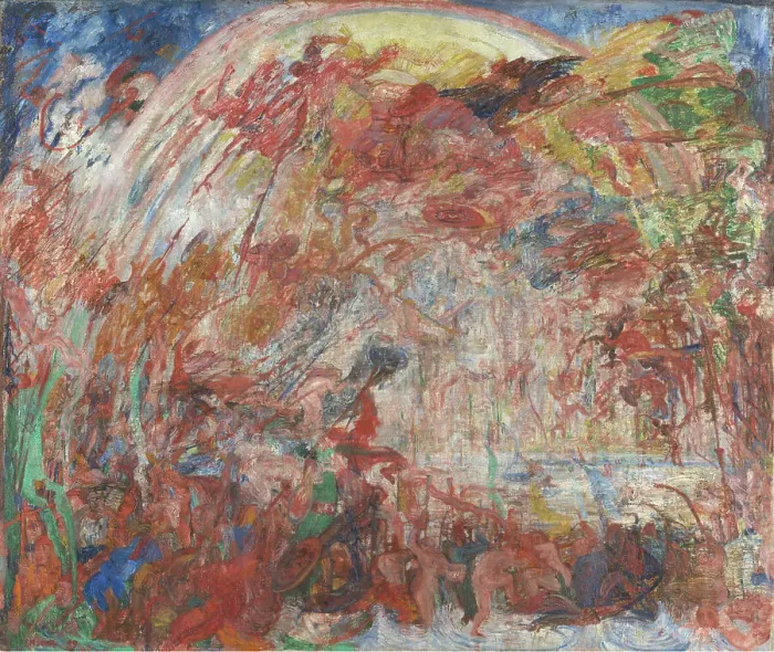 Framed Print : The Striking Down of the Rebel Angels and the Dragon with Seven Heads, or The Fall of the... 1889. Creator: James Ensor Framed Print : The Striking Down of the Rebel Angels and the Dragon with Seven Heads, or The Fall of the... 1889. Creator: James Ensor