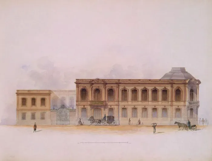 Framed Print : The Stroganov Palace in Saint Petersburg. Facade, 1863. Artist: Mayblum, Jules (19th century) Framed Print : The Stroganov Palace in Saint Petersburg. Facade, 1863. Artist: Mayblum, Jules (19th century)