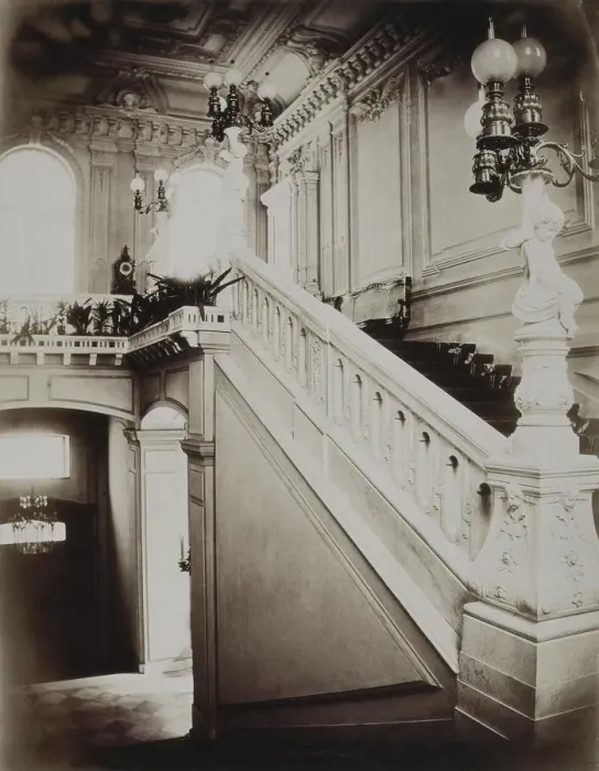 Framed Print : The Stroganov palace in Saint Petersburg. The grand staircase with lower vestibule, 1860s. Artist: Bianchi, Giovanni (1812-1893) Framed Print : The Stroganov palace in Saint Petersburg. The grand staircase with lower vestibule, 1860s. Artist: Bianchi, Giovanni (1812-1893)
