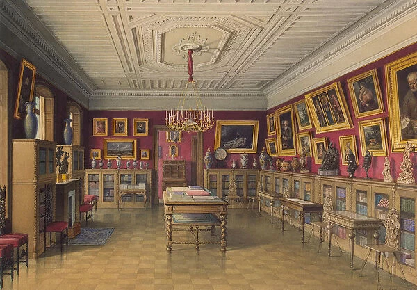 The Stroganov Palace in Saint Petersburg. Library, 1865. Artist: Mayblum, Jules (19th century)