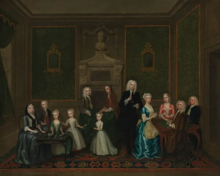 Framed Print : The Strong Family, 1732. Creators: Charles Philips, Edward Strong Framed Print : The Strong Family, 1732. Creators: Charles Philips, Edward Strong